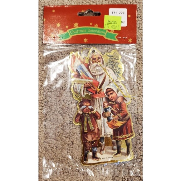 Vintage Made in Taiwan Christmas Santa Ornaments Sealed in Packages #6 - Picture 3 of 13